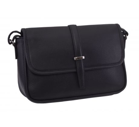 Dámska kožená crossbody kabelka čierna 250117