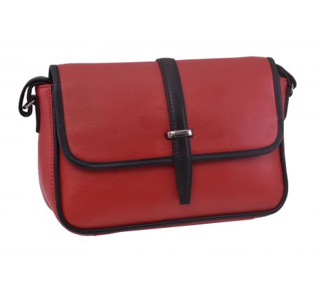 Dámska kožená crossbody kabelka červená 250117