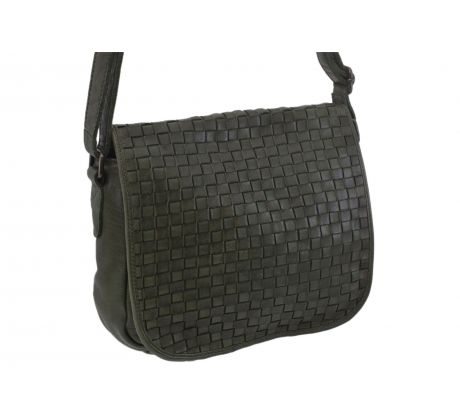 Dámska kožená crossbody kabelka zelená 270112