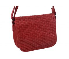 Dámska kožená crossbody kabelka červená 270112