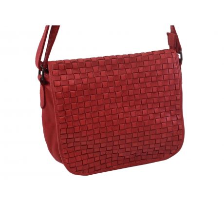 Dámska kožená crossbody kabelka červená 270112